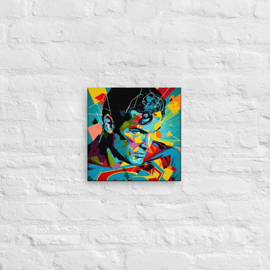 Superman Pop Art Canvas Print - 12" x 12"