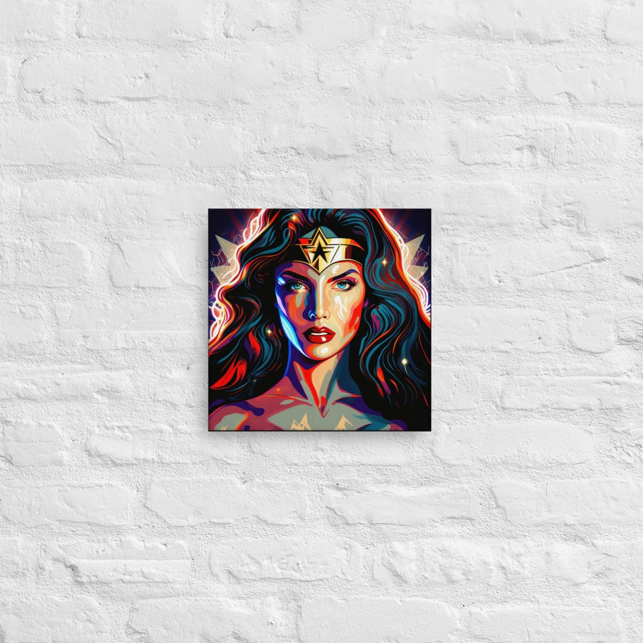 Wonder Woman Pop Art Canvas Print - 12" x 12"