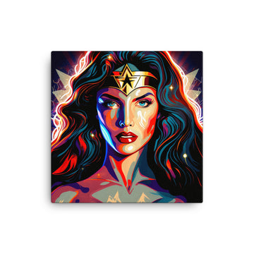 Wonder Woman Pop Art Canvas Print - 12" x 12"